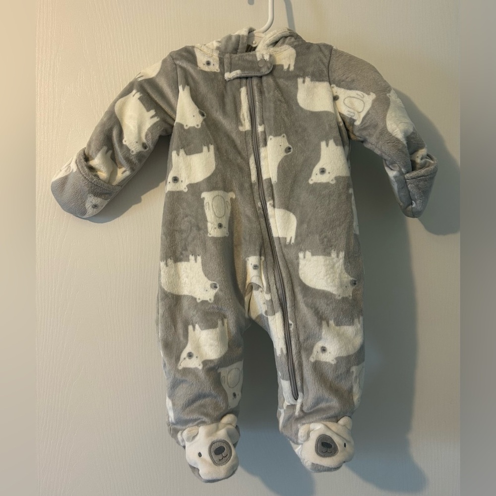 Carters Gray Polar Bear Kids One Piece